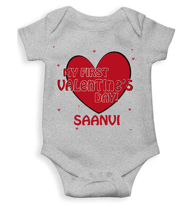 Custom Name 1st Valentine Rompers for Baby Girl- FunkyTeesClub
