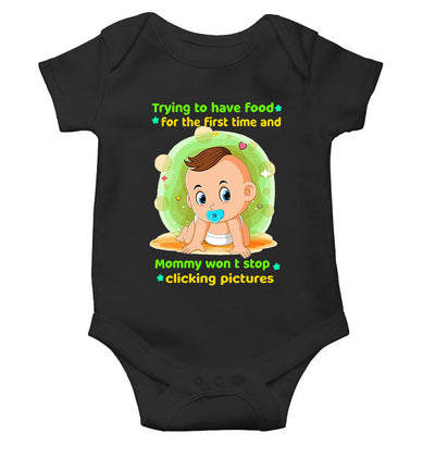 Baby Eating Food Rompers for Baby Girl- FunkyTeesClub