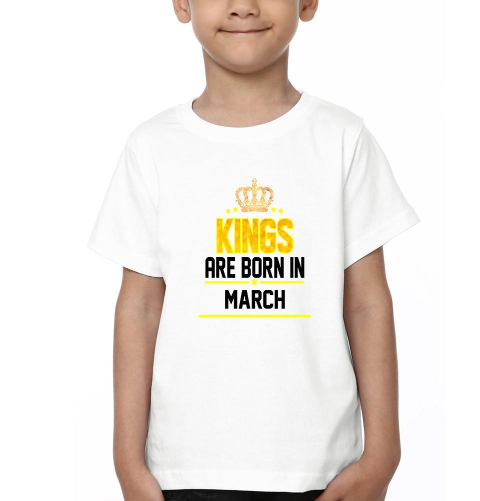 Kings Are Born In March Half Sleeves T-Shirt for Boy-FunkyTeesClub