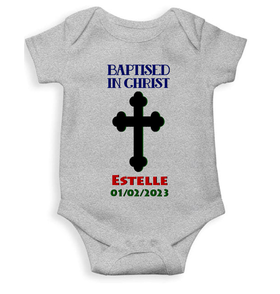 Custom Name And Date Baptised In Christ Christening Day Baptism Rompers for Baby Girl- FunkyTeesClub