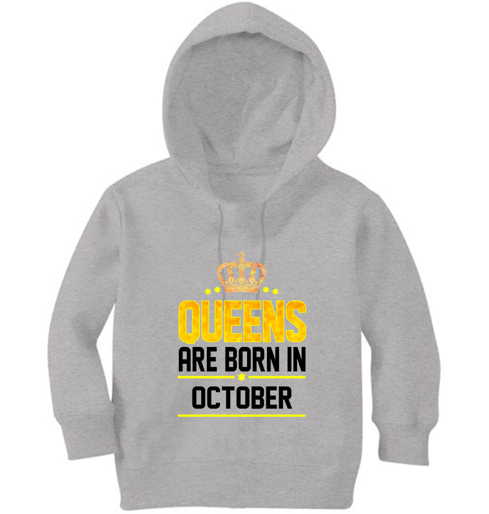 Queens Are Born In October Girl Hoodies-FunkyTeesClub