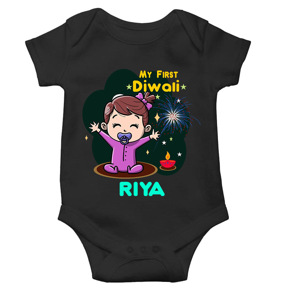 Custom Name My First Diwali Rompers for Baby Girl- FunkyTeesClub
