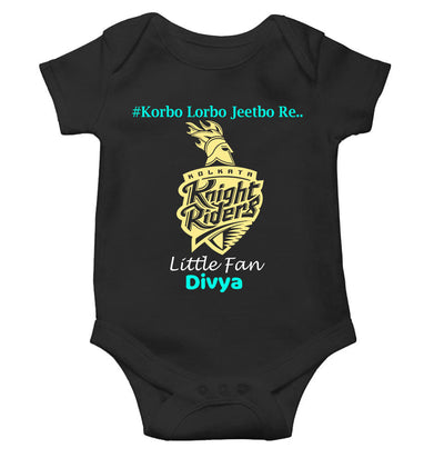 Custom Name IPL KKR Kolkata Knight Riders Korbo Lorbo Jeetbo Re Rompers for Baby Girl- FunkyTeesClub