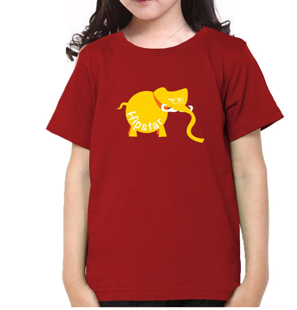 Hipster Elephant Half Sleeves T-Shirt For Girls -FunkyTeesClub