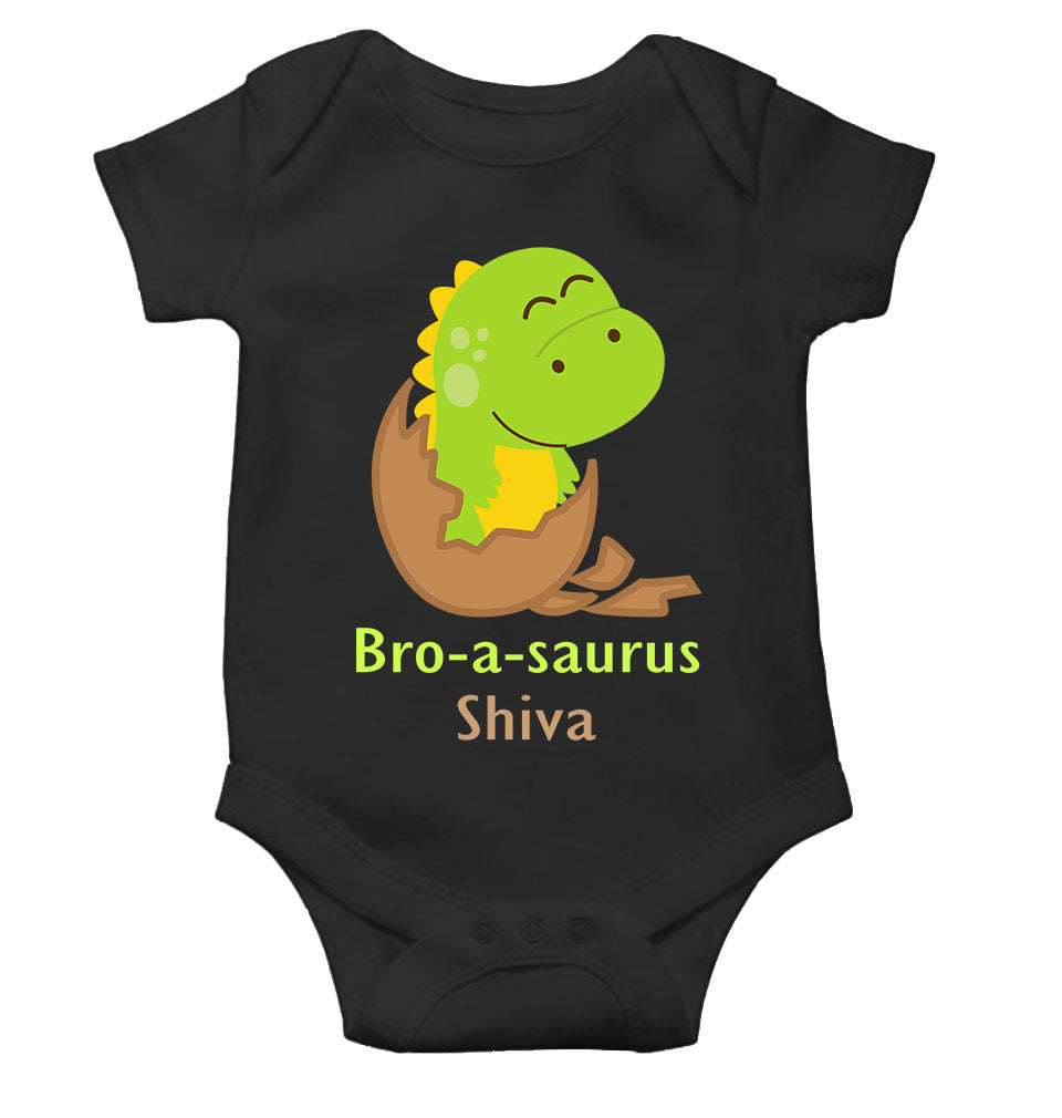 Custom Name Bro A Sauras Raksha Bandhan Rompers for Baby Boy- FunkyTeesClub