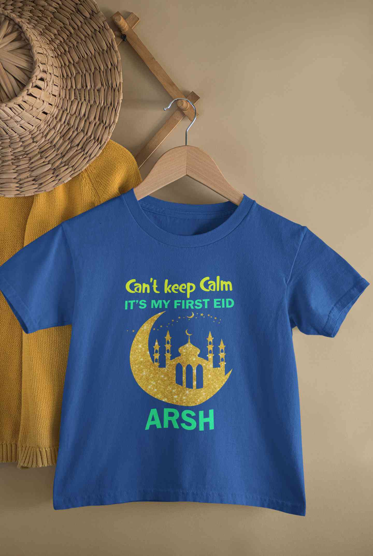 Custom Name Cant Keep Calm My First Eid Half Sleeves T-Shirt for Boy-FunkyTeesClub