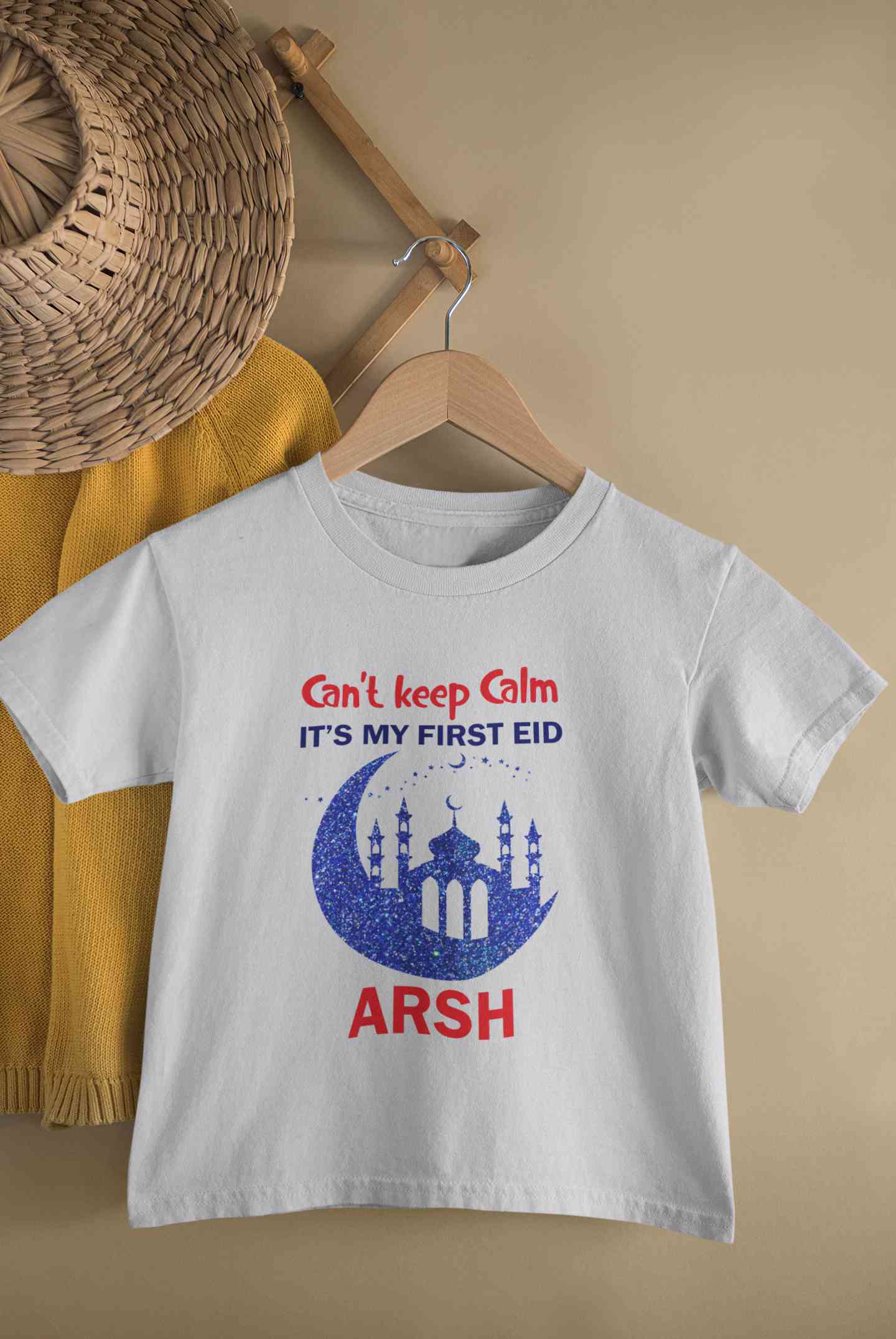 Custom Name Cant Keep Calm My First Eid Half Sleeves T-Shirt for Boy-FunkyTeesClub