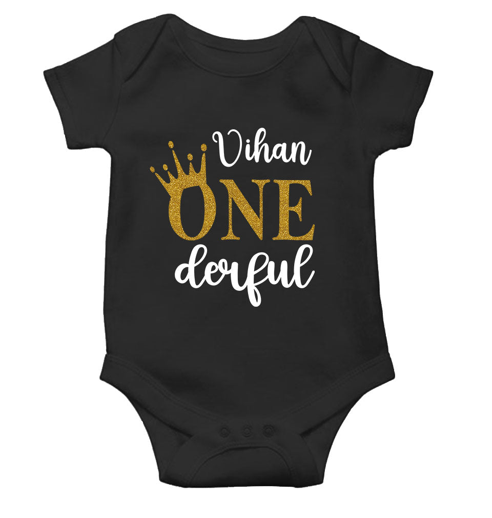 Custom Name First Birthday Rompers for Baby Boy- FunkyTeesClub