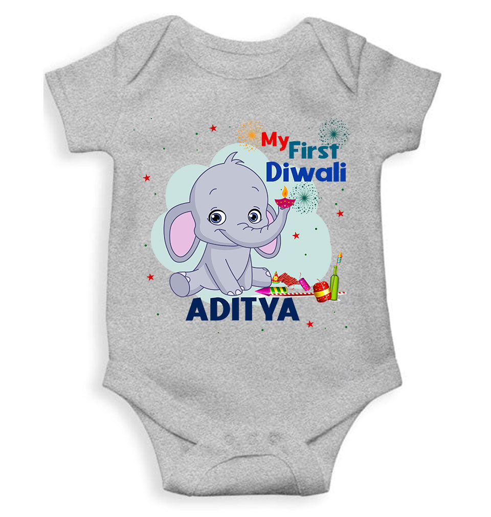 Custom Name My First Diwali Rompers for Baby Boy- FunkyTeesClub