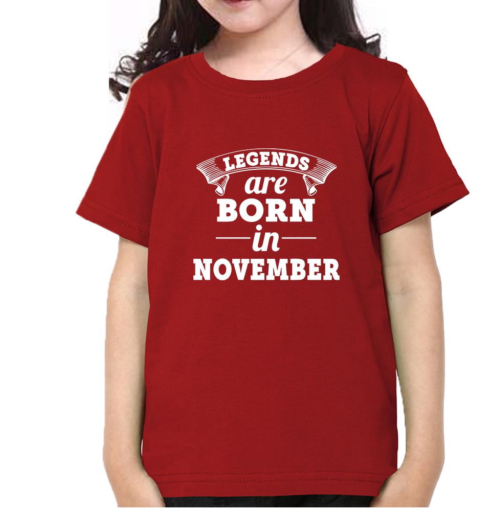 Legends are Born in November Half Sleeves T-Shirt For Girls -FunkyTeesClub