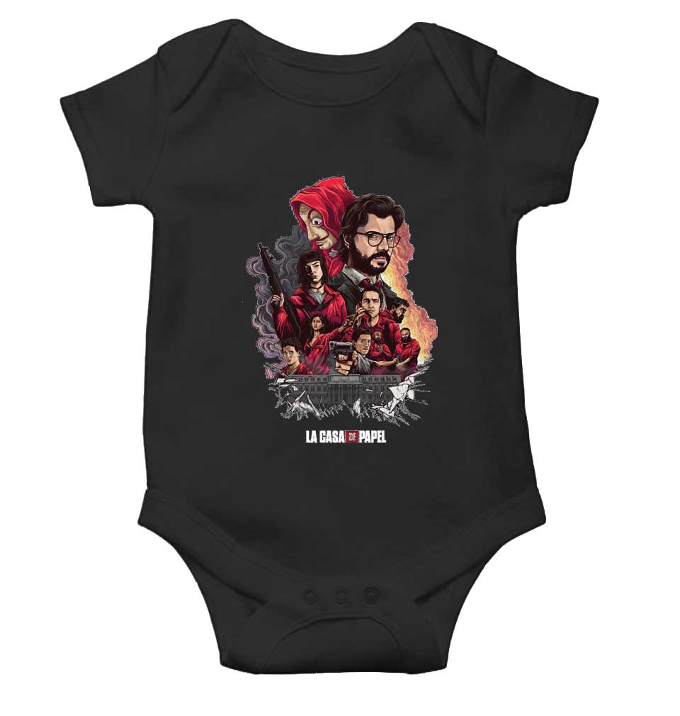 La Casa Da Papel Money Heist  Web Series Rompers for Baby Girl- FunkyTeesClub