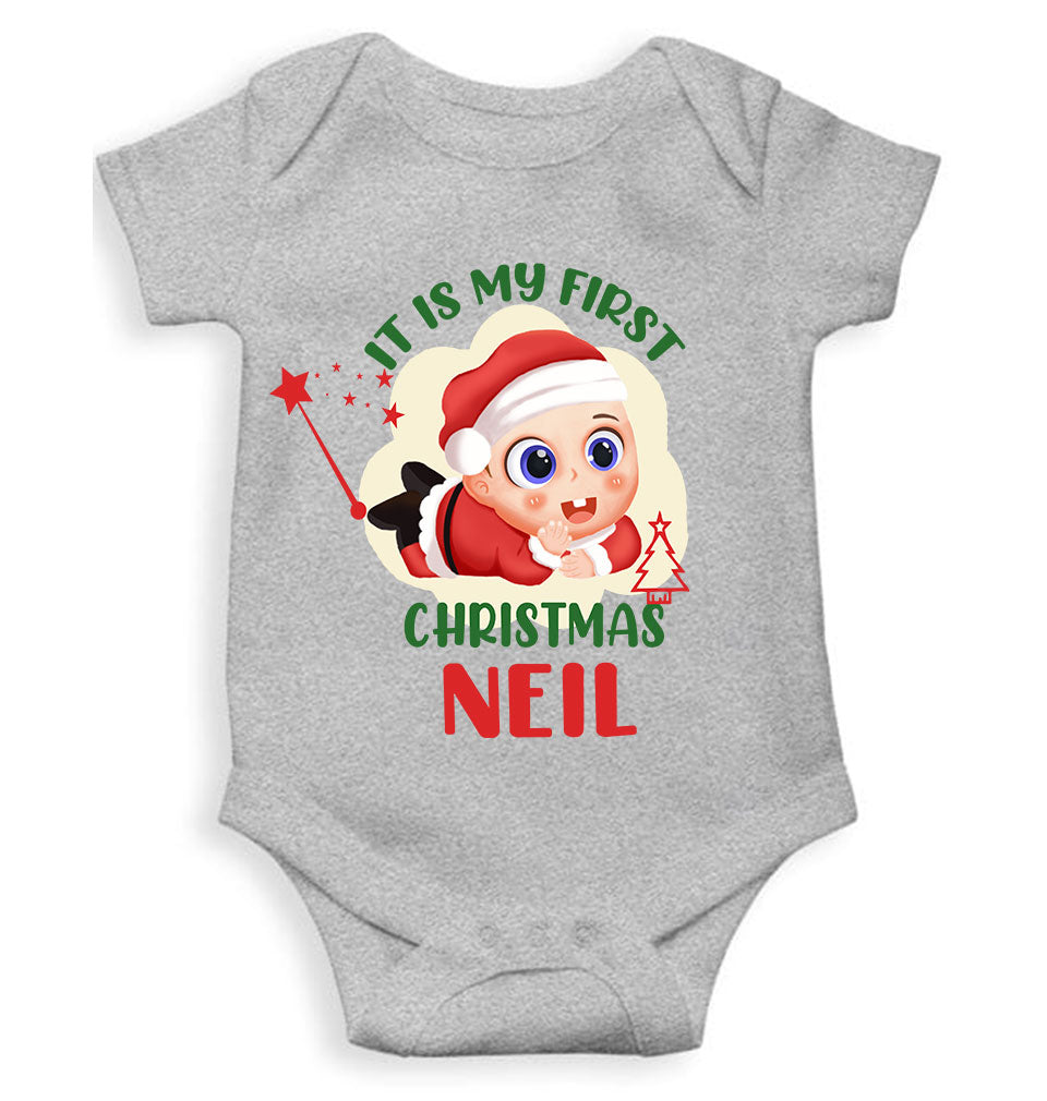Customized Name It Is My First Christmas Rompers for Baby Boy- FunkyTeesClub