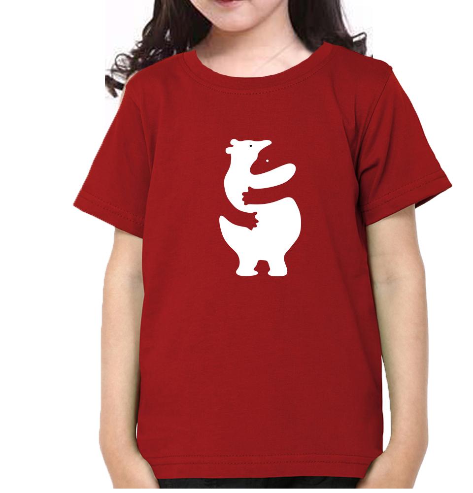 Animal Hug Half Sleeves T-Shirt For Girls -FunkyTeesClub