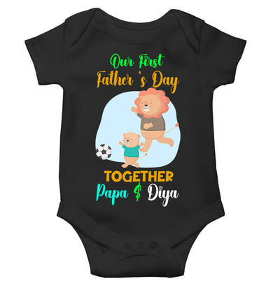 Custom Name Our First Father Day Rompers for Baby Girl- FunkyTeesClub