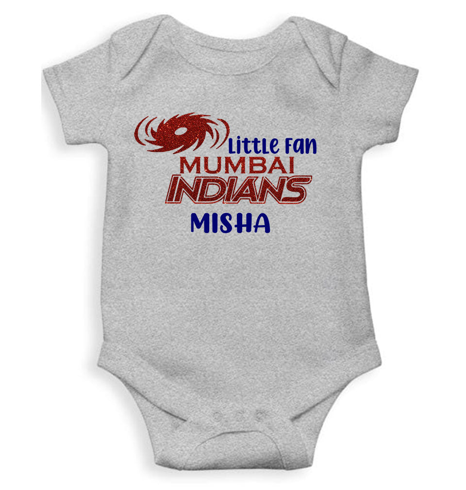 Custom Name IPL MI Mumbai Indians Little Fan Rompers for Baby Girl- FunkyTeesClub