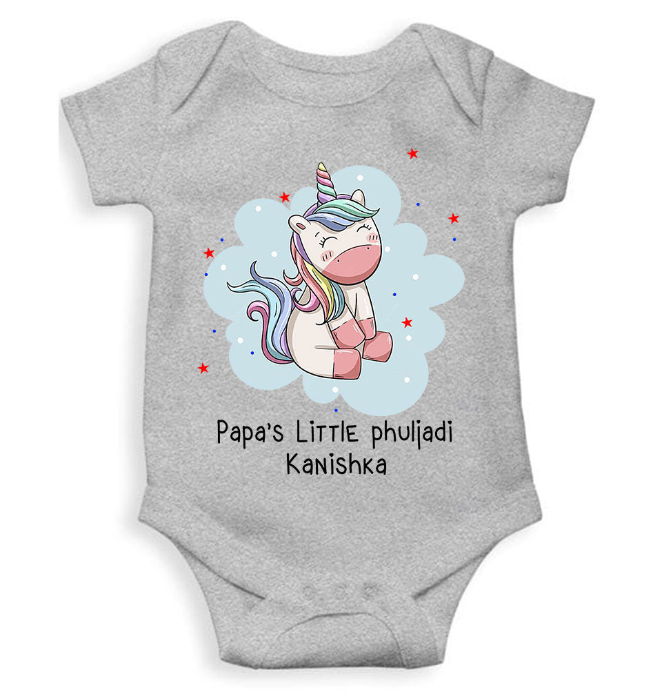 Custom Name Papas Little Phuljadi Diwali Rompers for Baby Girl- FunkyTeesClub