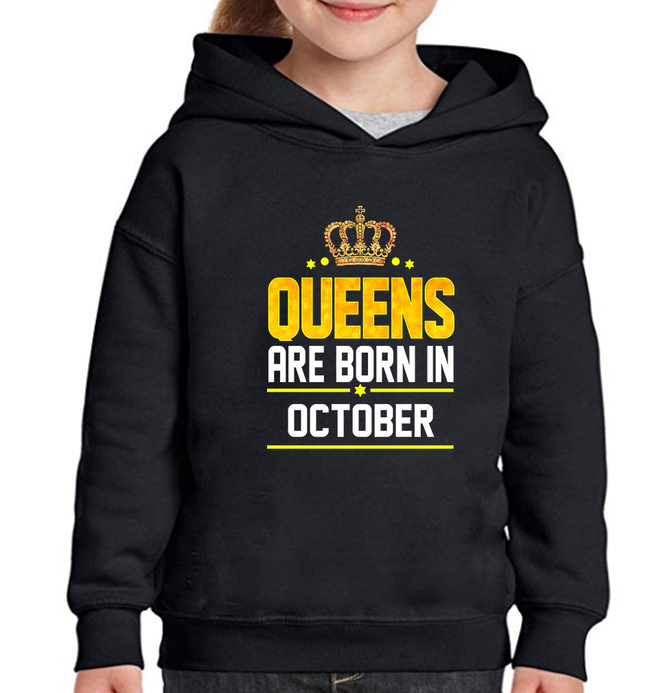 Queens Are Born In October Girl Hoodies-FunkyTeesClub