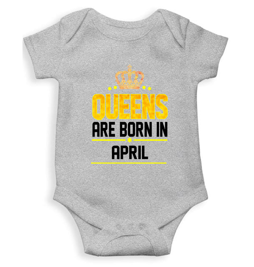 Queens Are Born In April Rompers for Baby Girl- FunkyTeesClub