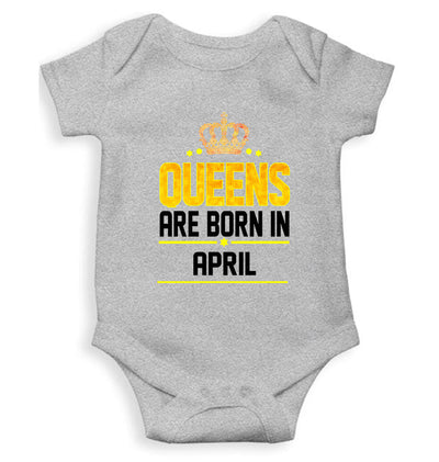 Queens Are Born In April Rompers for Baby Girl- FunkyTeesClub