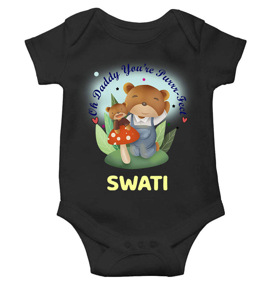 Custom Name Ohh Daddy You Are Purr Fect Fathers Day Rompers for Baby Girl- FunkyTeesClub