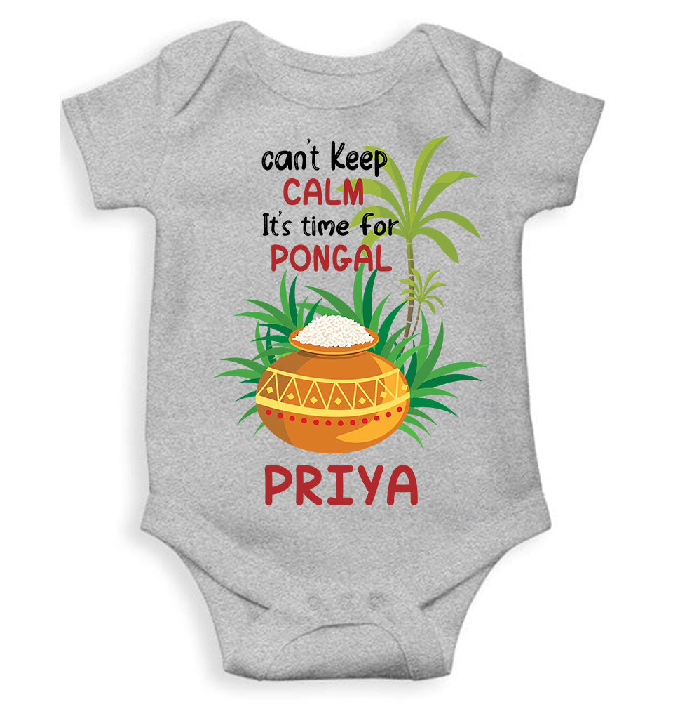 Custom Name Time For Pongal Rompers for Baby Girl- FunkyTeesClub