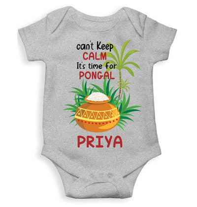 Custom Name Time For Pongal Rompers for Baby Girl- FunkyTeesClub