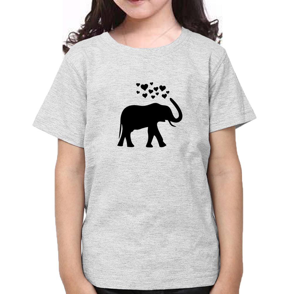 Elephant Hearts Half Sleeves T-Shirt For Girls -FunkyTeesClub