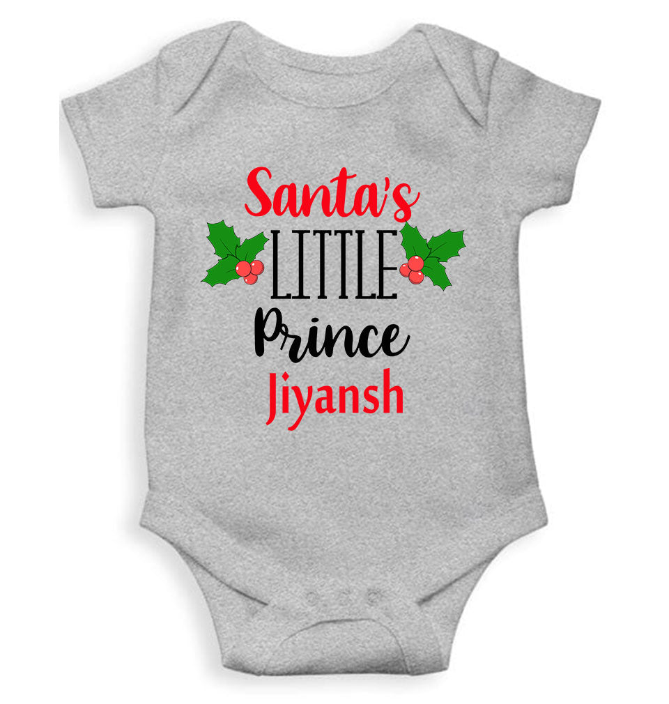 Customized Name Santas Little Prince Christmas Rompers for Baby Boy- FunkyTeesClub