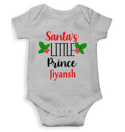 Customized Name Santas Little Prince Christmas Rompers for Baby Boy- FunkyTeesClub