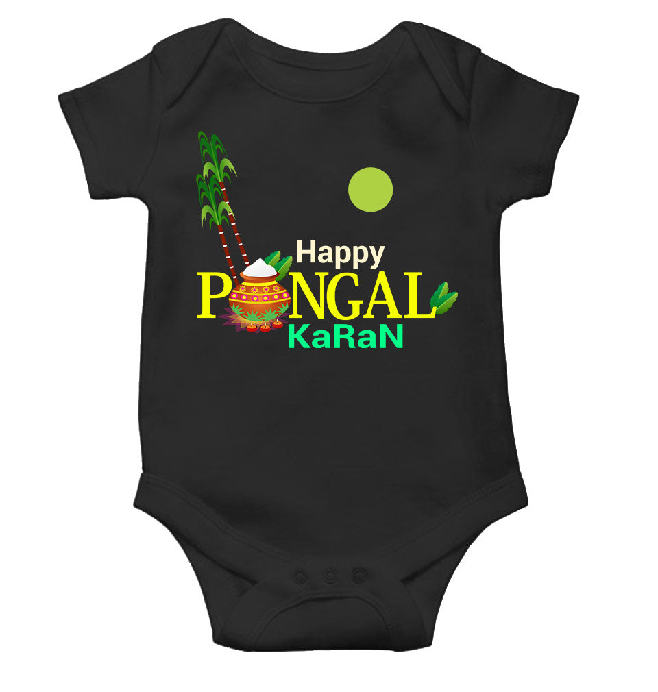 Custom Name Happy Pongal Rompers for Baby Boy- FunkyTeesClub