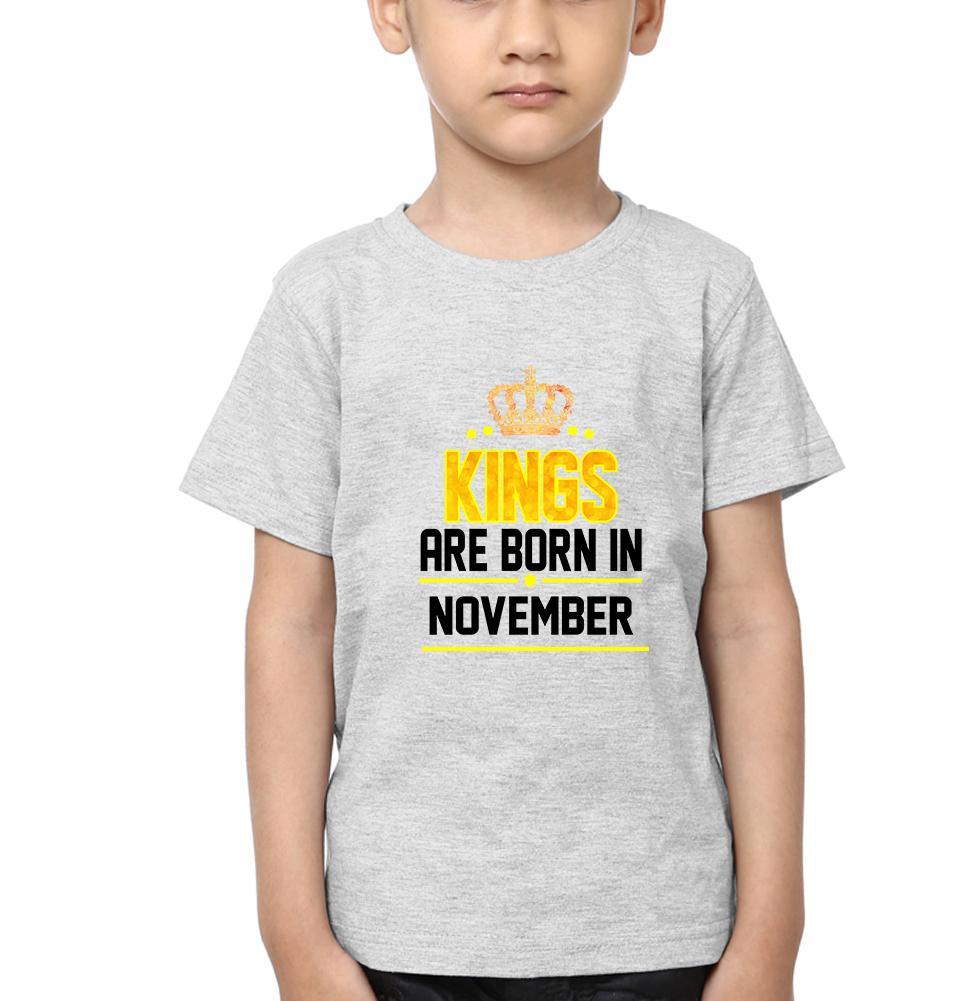 Kings Are Born In November Half Sleeves T-Shirt for Boy-FunkyTeesClub