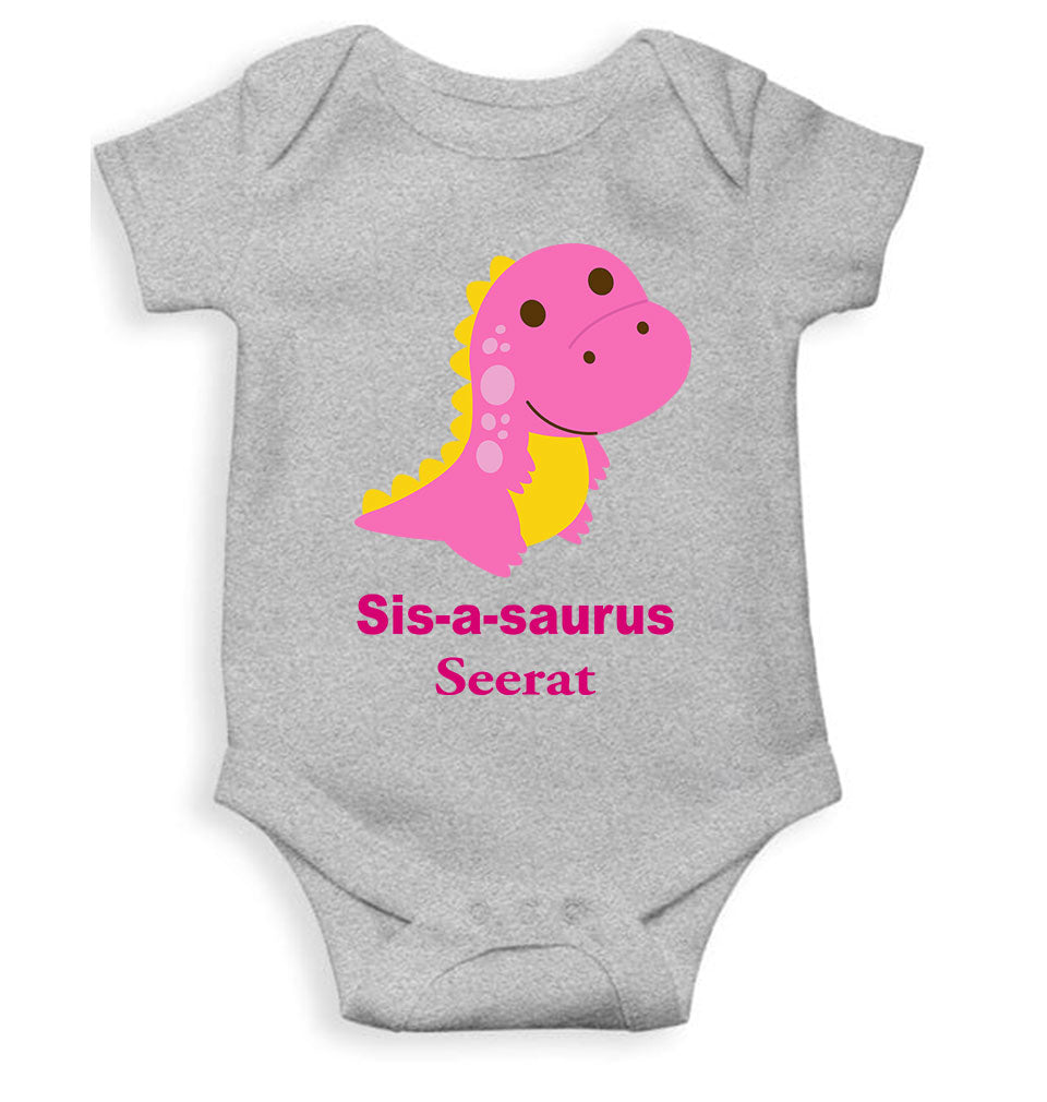 Custom Name Sis A Sauras Rakhi Rompers for Baby Girl- FunkyTeesClub