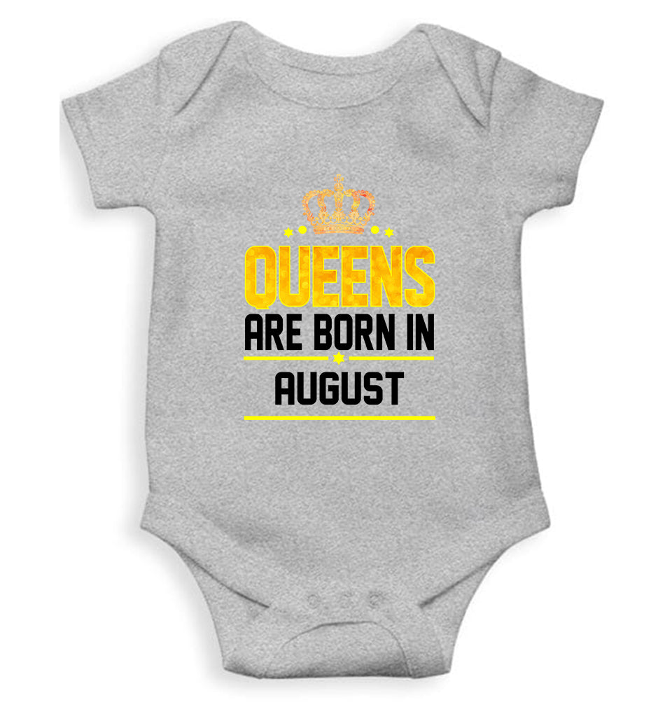Queens Are  Born In August Rompers for Baby Girl- FunkyTeesClub