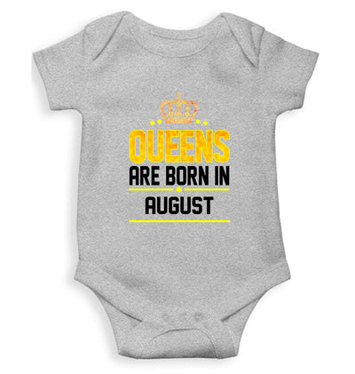 Queens Are  Born In August Rompers for Baby Girl- FunkyTeesClub