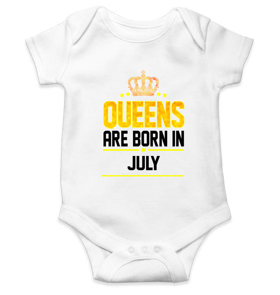 Queens Are Born In July Rompers for Baby Girl- FunkyTeesClub