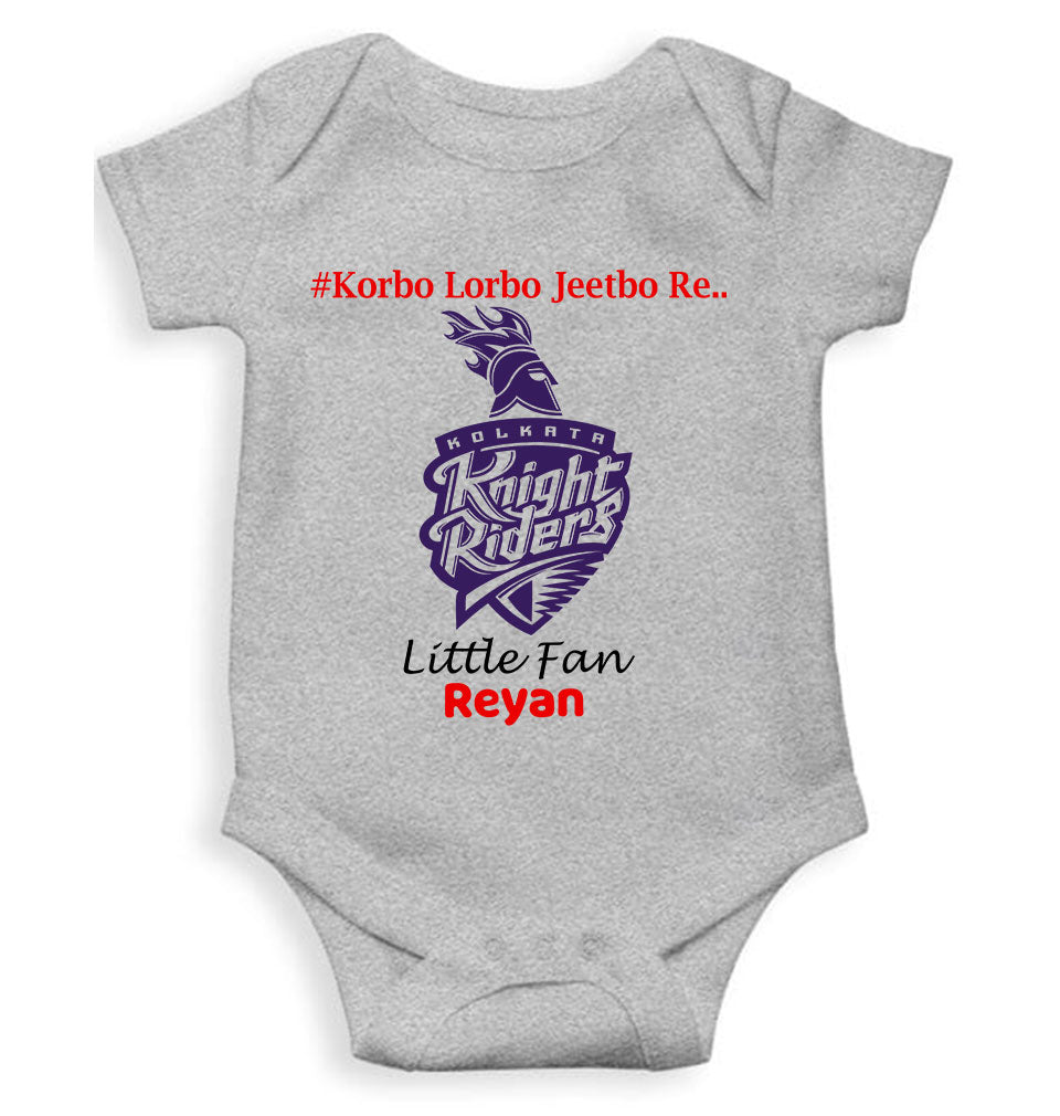 Custom Name IPL KKR Kolkata Knight Riders Korbo Lorbo Jeetbo Re Rompers for Baby Boy- FunkyTeesClub