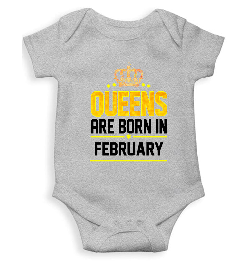 Queens Are  Born In February Rompers for Baby Girl- FunkyTeesClub
