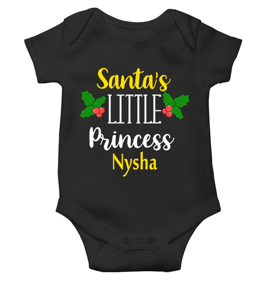 Customized Name Santas Little Princess Christmas Rompers for Baby Girl- FunkyTeesClub