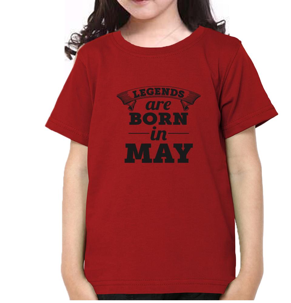 Legends are Born in May Half Sleeves T-Shirt For Girls -FunkyTeesClub