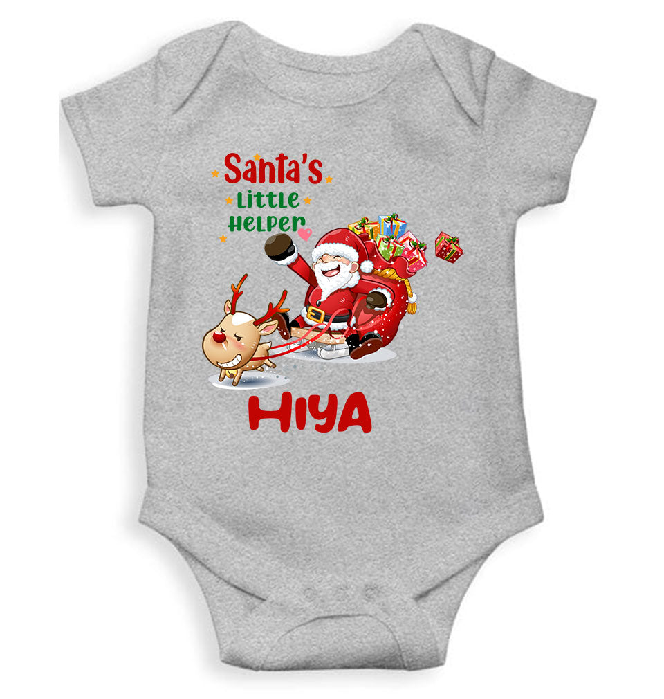 Customized Name Santas Little Helper Christmas Rompers for Baby Girl- FunkyTeesClub