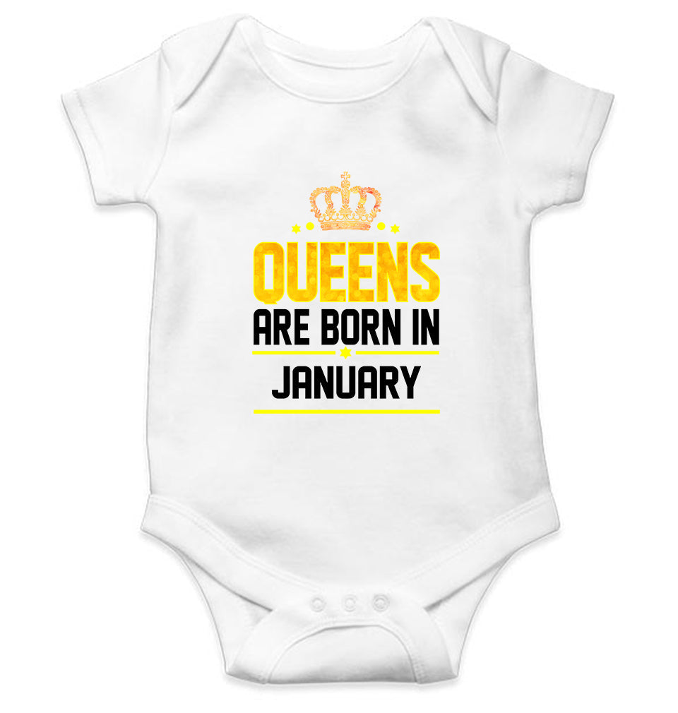 Queens Are Born In January Rompers for Baby Girl- FunkyTeesClub