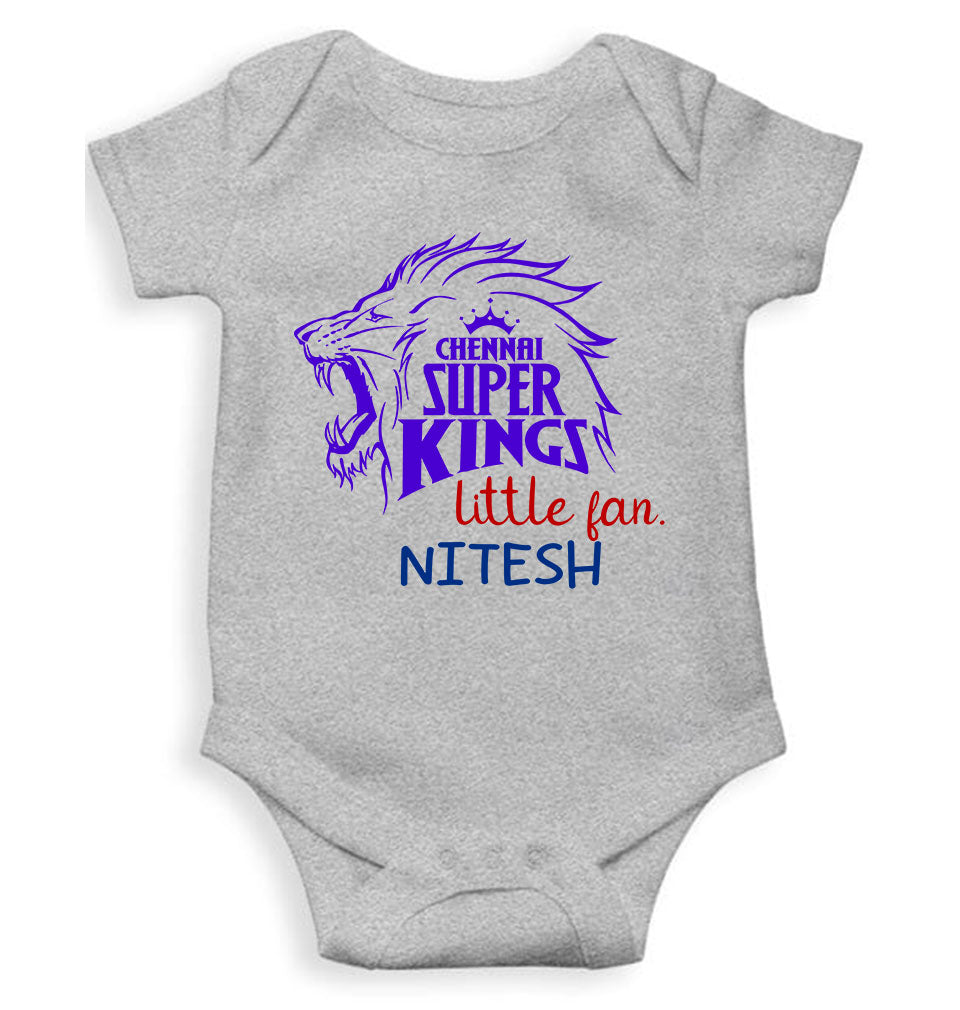 Custom Name IPL CSK Chennai Super Kings Little Fan Rompers for Baby Boy- FunkyTeesClub