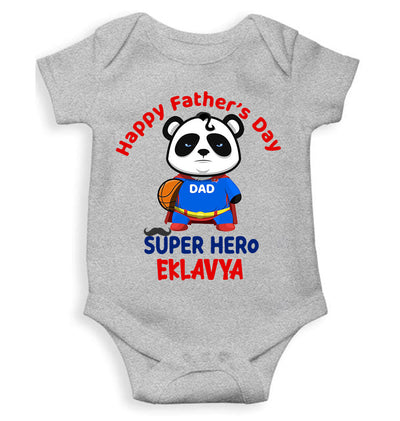 Custom Name Happy Fathers Day Super Hero Rompers for Baby Boy- FunkyTeesClub