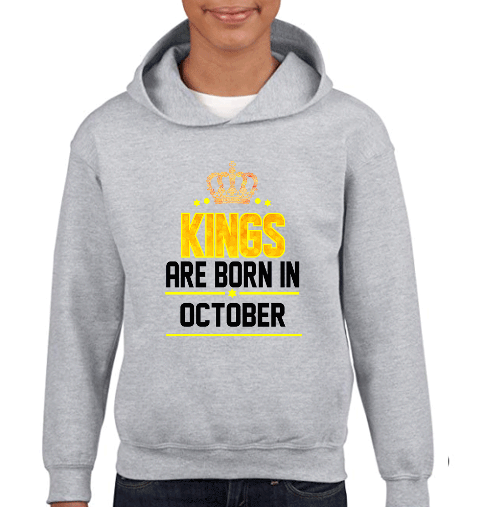 Kings Are Born In October Boy Hoodies-FunkyTeesClub