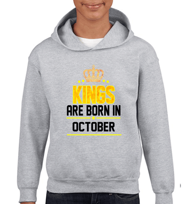 Kings Are Born In October Boy Hoodies-FunkyTeesClub