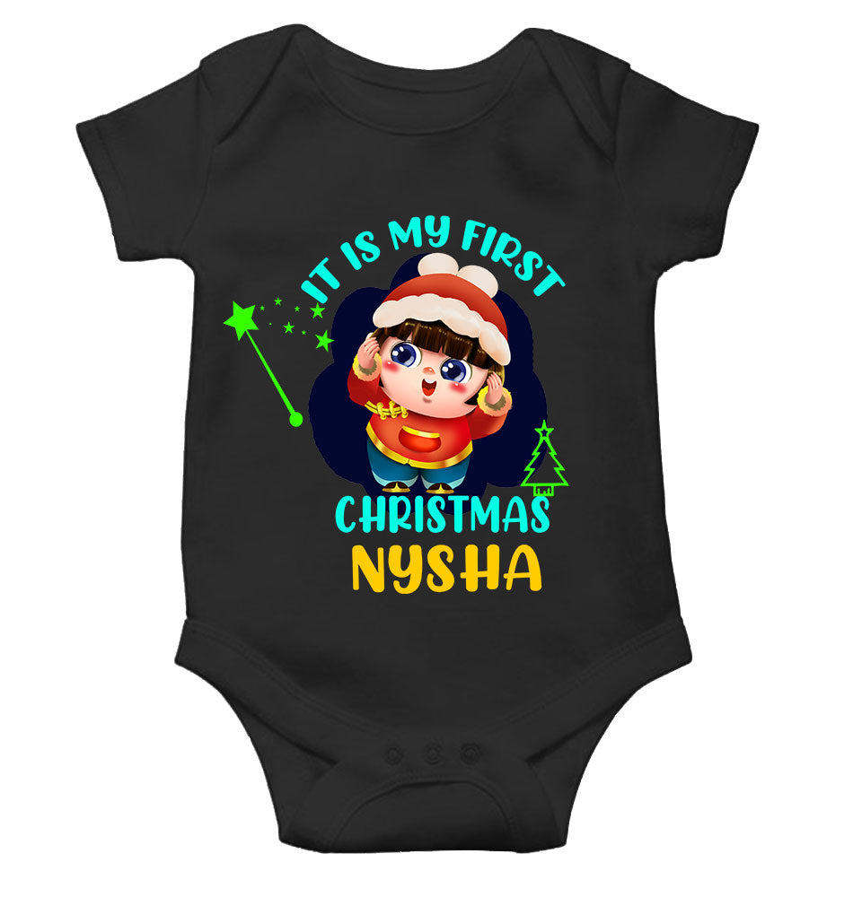 Customized Name It Is My First Christmas Rompers for Baby Girl- FunkyTeesClub