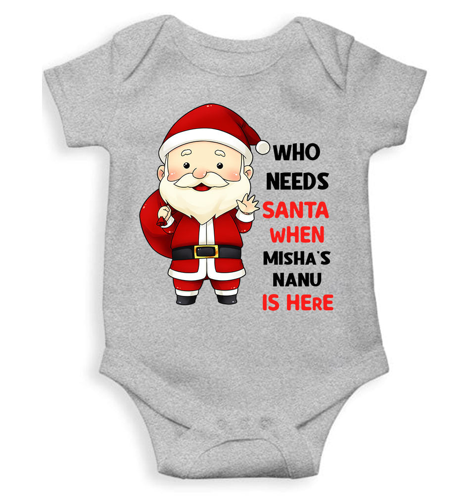 Customized Name Santa Nanu Is Here Christmas Rompers for Baby Girl- FunkyTeesClub