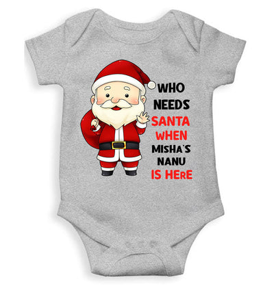 Customized Name Santa Nanu Is Here Christmas Rompers for Baby Girl- FunkyTeesClub