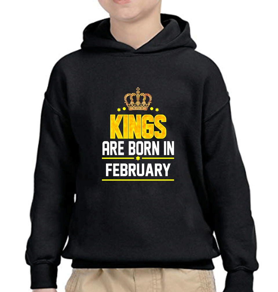 Kings Are Born In February Boy Hoodies-FunkyTeesClub