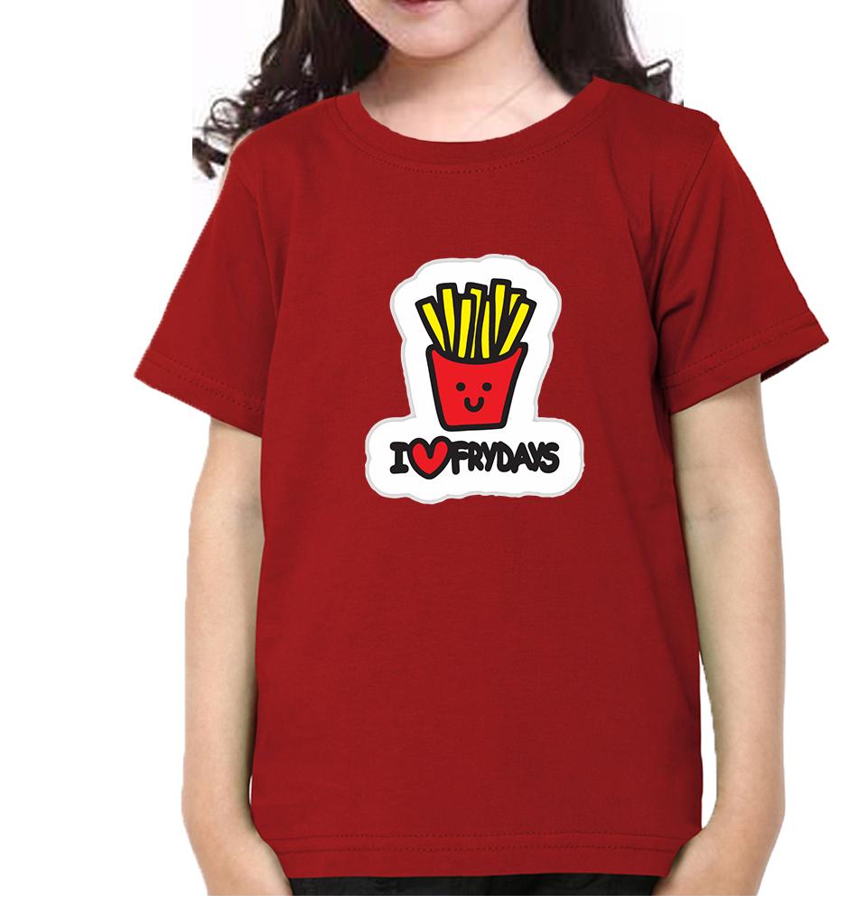 I Love Fridays Half Sleeves T-Shirt For Girls -FunkyTeesClub